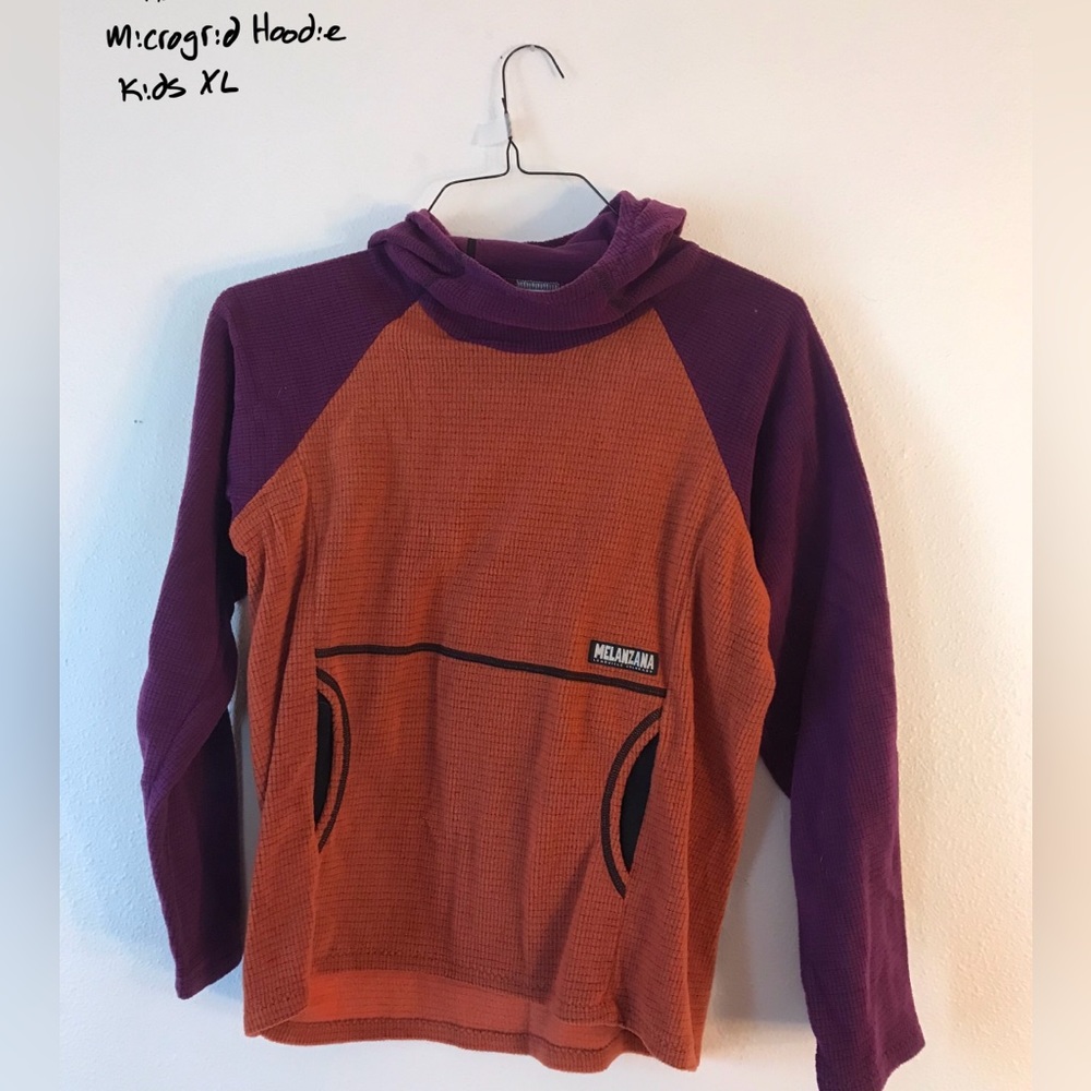 Melanzana Kids XL Purple/Orange Micro Grid Hoodie